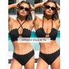 CUPSHE Women’s Bikini Sets Adjustable Halter Strappy Swimsuit Crisscross Cutout Scalloped Mid Rise(Black)