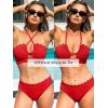 CUPSHE Women’s Bikini Sets Adjustable Halter Strappy Swimsuit Crisscross Cutout Scalloped Mid Rise(Red)