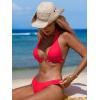 CUPSHE Women’s Bikini Sets Plunge V Neck Adjustable Halter Straps Ruffled Triangle Bathing Suit Low Rise Cheeky(Red)
