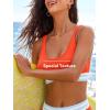 CUPSHE Women’s Bikini Sets Scoop Neck Adjustable Straps High Waisted Bathing Suit Textured Color Block Sporty(Orange/Blue/White)