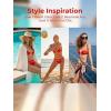 CUPSHE Women’s Bikini Sets Two Piece Swimsuit High Waisted Bathing Suit Cutout Crossback Tie Color Block(Orange Red/Cream White)