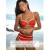 CUPSHE Women’s Bikini Sets Two Piece Swimsuit High Waisted Bathing Suit Cutout Crossback Tie Color Block(Orange Red/Cream White)