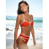 CUPSHE Women’s Bikini Sets Two Piece Swimsuit High Waisted Bathing Suit Cutout Crossback Tie Color Block(Orange Red/Cream White)