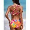 CUPSHE Women’s Bikini Sets Two Piece Swimsuit High Waisted Bathing Suit Removable Bow Crossback Tie Swimwear(Purple/Red/Floral)