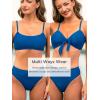 CUPSHE Women’s Bikini Sets Two Piece Swimsuit High Waisted Bathing Suit Removable Bow Crossback Tie Swimwear(Royal Blue)