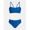 CUPSHE Women’s Bikini Sets Two Piece Swimsuit High Waisted Bathing Suit Removable Bow Crossback Tie Swimwear(Royal Blue)