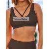CUPSHE Women’s Bikini Sets Two Piece Swimsuit High Waisted Bathing Suit Scoop Neck Drawstring Textured(Chocolate Brown)