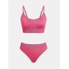 CUPSHE Women’s Bikini Sets Two Piece Swimsuit Sporty Mid Rise Scoop Neck Adjustable Spaghetti Straps Textured Midkini(Dusty Pink)