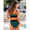 CUPSHE Women’s Bikini Sets Two Piece Swimsuit Sporty Mid Rise Scoop Neck Adjustable Spaghetti Straps Textured Midkini(Green/Black)