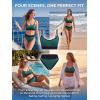 CUPSHE Women’s Bikini Sets Two Piece Swimsuit Sporty Mid Rise Scoop Neck Adjustable Spaghetti Straps Textured Midkini(Green/Black)