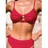 CUPSHE Women’s Bikini Sets Two Piece Swimsuit V Neck Cutout Back Hook Adjustable Straps Bathing Suit(Ruby Red)