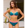 CUPSHE Women’s Bikini Sets Two Piece Swimsuit V Neck Cutout Back Hook Adjustable Straps Bathing Suit(Teal Blue)