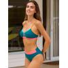 CUPSHE Women’s Bikini Sets Two Piece Swimsuit V Neck Cutout Back Hook Adjustable Straps Bathing Suit(Teal Blue)