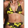 CUPSHE Women’s Bikini Sets Two Piece Swimsuit V Neck Halter Back Self Tie Low Rise Bottom(Brown/Yellow Floral)