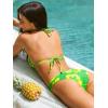 CUPSHE Women’s Bikini Sets Two Piece Swimsuit V Neck Halter Back Self Tie Low Rise Bottom(Green/Yellow Floral)