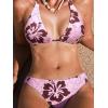 CUPSHE Women’s Bikini Sets Two Piece Swimsuit V Neck Halter Back Self Tie Low Rise Bottom(Pink/Red Floral)