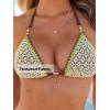 CUPSHE Women’s Bikini Sets Two Piece Swimsuit V Neck Textured Color Block Halter Stitching Lace Up Cheeky Bottom(Beige/Green/Brown)