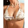 CUPSHE Women’s Bikini Sets Two Piece Swimsuit V Neck Textured Halter Back Self Tie Lace Low Rise(Beige/Paisley)