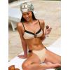 CUPSHE Women’s Bikini Sets Two Piece Swimsuit V Neck U Wire Color Block Back Hook Adjustable Straps Low Rise(Black/Beige)
