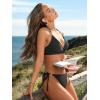 CUPSHE Women’s Bikini Sets V Neck Two Piece Swimsuit Textured Crisscross Self Tie Halter Low Rise Bathing Suit(Black)