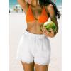 CUPSHE Women’s Eyelet Shorts High Waist Elastic Drawstring Lace Trim Casual Summer Shorts(White)