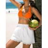 CUPSHE Women’s Eyelet Shorts High Waist Elastic Drawstring Lace Trim Casual Summer Shorts(White)