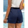 CUPSHE Women’s High Waist Drawstring Shorts Button Front Elastic Waist Lightweight Casual Summer Short(Navy)
