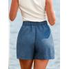 CUPSHE Women’s High Waist Drawstring Shorts Tie Casual Loose Fit Elastic Waist Summer Shorts(Blue)