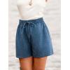 CUPSHE Women’s High Waist Drawstring Shorts Tie Casual Loose Fit Elastic Waist Summer Shorts(Blue)
