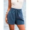CUPSHE Women’s High Waist Drawstring Shorts Tie Casual Loose Fit Elastic Waist Summer Shorts(Blue)