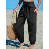 CUPSHE Women’s High Waist Wide Leg Pants with Pockets Ruffle Loose Fit Casual Beach(Black)