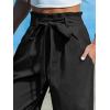 CUPSHE Women’s High Waist Wide Leg Pants with Pockets Ruffle Loose Fit Casual Beach(Black)