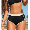 CUPSHE Women’s Swimsuit Bikini Bottom Sporty Boy Short Full Coverage Bathing Suit Color Block Retro(Black/White)