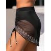 CUPSHE Women’s Swimsuit Skirt Bikini Bottom High Waisted Drawstring Side Ruching Sheer Sarong(Black)