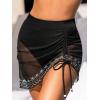CUPSHE Women’s Swimsuit Skirt Bikini Bottom High Waisted Drawstring Side Ruching Sheer Sarong(Black)