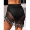 CUPSHE Women’s Swimsuit Skirt Bikini Bottom High Waisted Drawstring Side Ruching Sheer Sarong(Black)