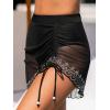 CUPSHE Women’s Swimsuit Skirt Bikini Bottom High Waisted Drawstring Side Ruching Sheer Sarong(Black)