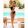 CUPSHE Women’s Tankini Set High Waisted Asymmetrical Neck One Shoulder Crisscross Lace Up Bathing Suit(Black/Yellow Tropical)