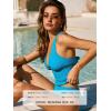 CUPSHE Women’s Tankini Sets Two Piece Swimsuit Mid Rise Bathing Suit Plunging Neck Crossback Self Tie Textured(Deep Sky Blue)
