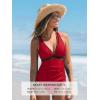 CUPSHE Women’s Tankini Sets Two Piece Swimsuit V Neck Bathing Suit Mesh Crisscross Back Strappy Adjustable Self Tie(True Red)
