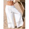 CUPSHE Womens Wide Leg Cover Up Beach Pants Summer Drawstring Elastic Waist Vacation Palazzo Pant(White)