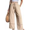 CUPSHE Summer Wide Leg Pants for Women Trendy Tie Waist High Waisted Palazzo Straight Pant with Pockets(Beige)