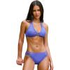 CUPSHE Women’s Bikini Set Two Piece Swimsuit V Neck Sexy Halter Strap Bathing Suit Back Hook Mid Rise Cutout Side(Purple)