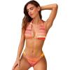 CUPSHE Women’s Bikini Set Two Piece Swimsuit V Neck Triangle Bathing Suit Halter Strap Low Rise High Cut Textured(Orange/Red)