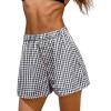 CUPSHE Women’s Gingham Shorts High Waist Elastic Waist Button Front Casual Loose Fit Summer Short(Black)