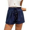 CUPSHE Women’s High Waist Drawstring Shorts Button Front Elastic Waist Lightweight Casual Summer Short(Navy)