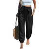 CUPSHE Women’s High Waist Wide Leg Pants with Pockets Ruffle Loose Fit Casual Beach(Black)