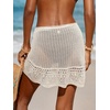 CUPSHE Women’s Crochet Coverup Skirt Self Tie Knit Mini Wrap Skirt Cover Ups for Swimwear(Beige)
