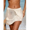 CUPSHE Women’s Crochet Coverup Skirt Self Tie Knit Mini Wrap Skirt Cover Ups for Swimwear(Beige)