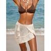CUPSHE Women’s Crochet Coverup Skirt Self Tie Knit Mini Wrap Skirt Cover Ups for Swimwear(Beige)